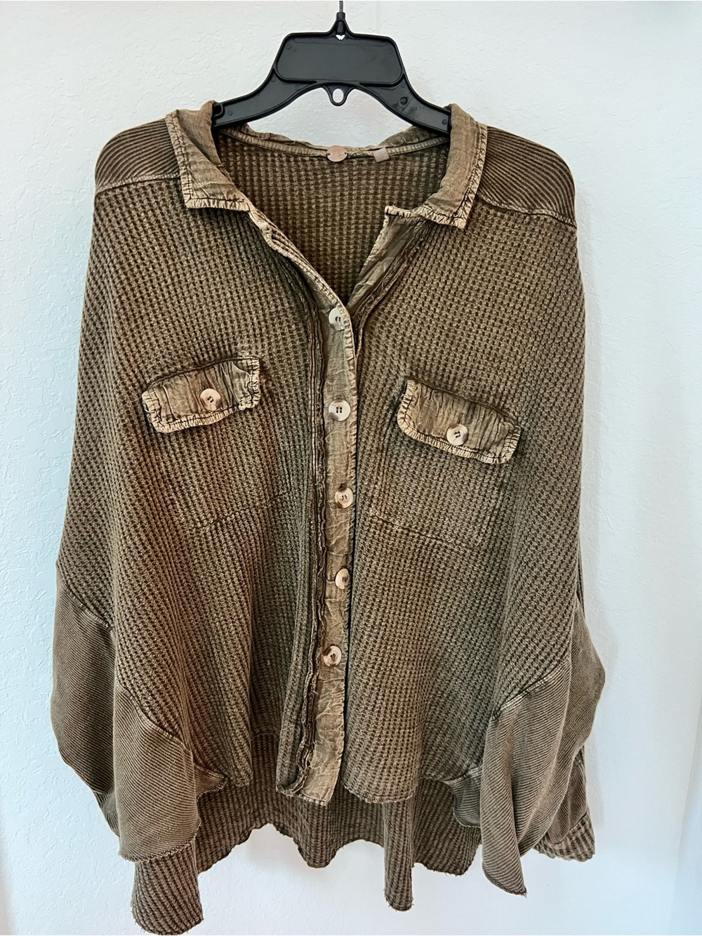 Free People One Scout Olive Green Button Down
